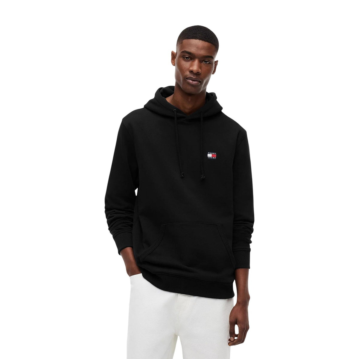 Tommy Jeans – Schwarzer Kapuzenpullover mit Kängurutasche für Herren — Ansicht 2