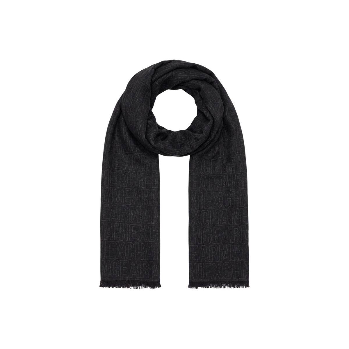 Armani Exchange — Zwarte herensjaal van katoen en viscose