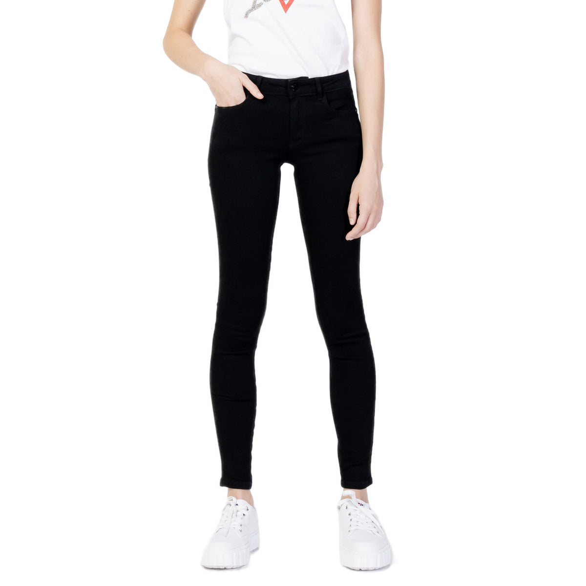 Guess — Jean noir en coton mélangé femme
