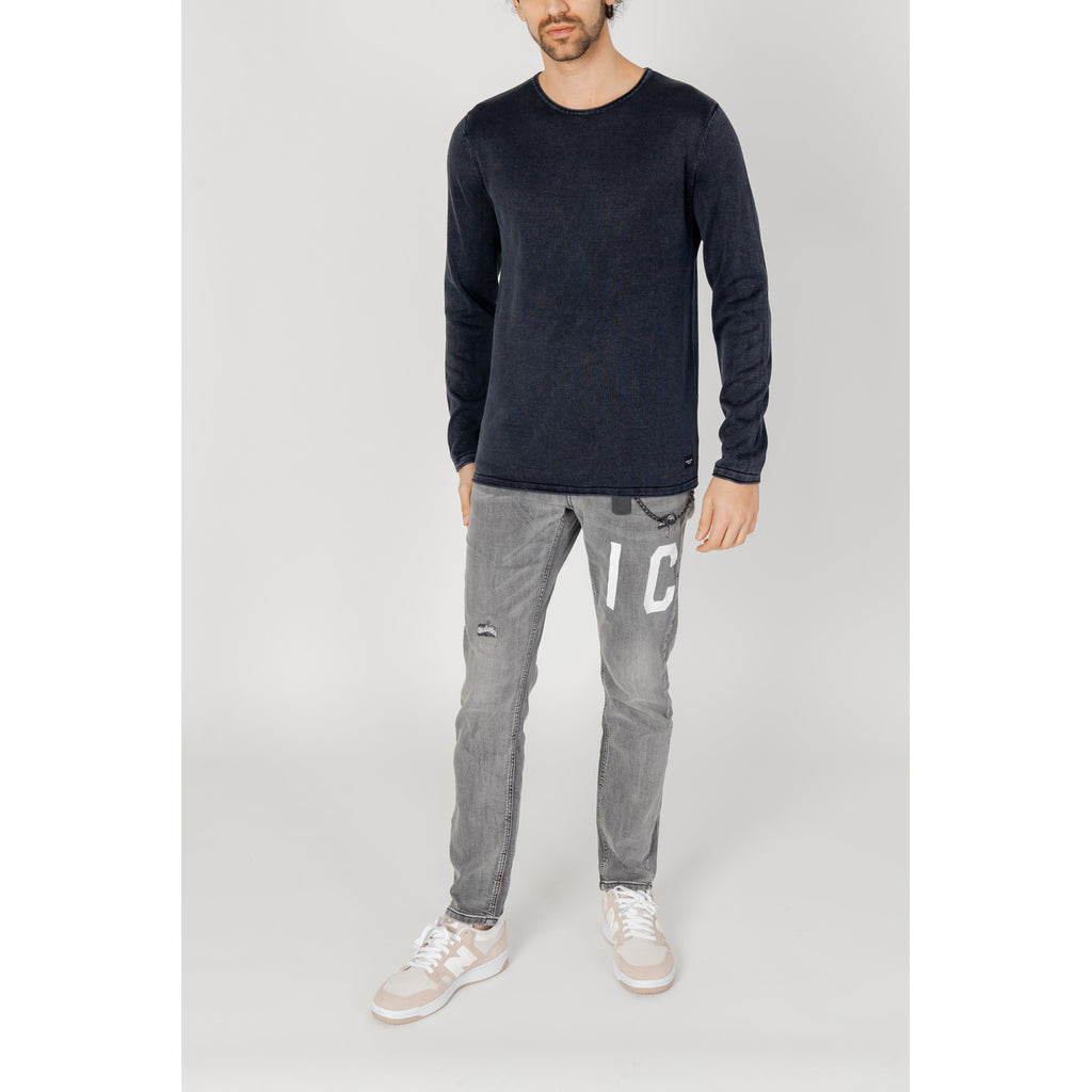 Jack & Jones — Marineblauer Strick-Herrenpullover mit Rundhals — Ansicht 5
