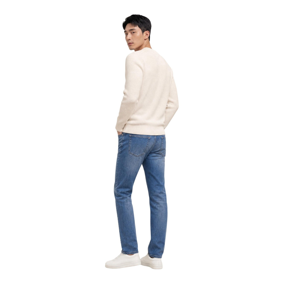 Tommy Jeans — Weißer Pullover aus Bio-Baumwolle für Herren — Ansicht 3