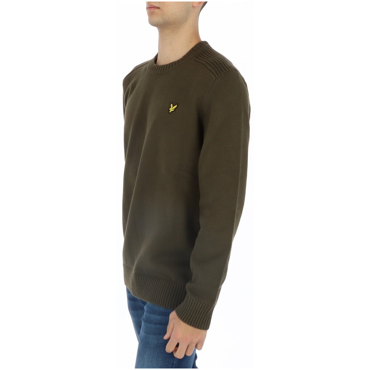 Lyle & Scott — Pull col rond vert en coton homme — vue 2