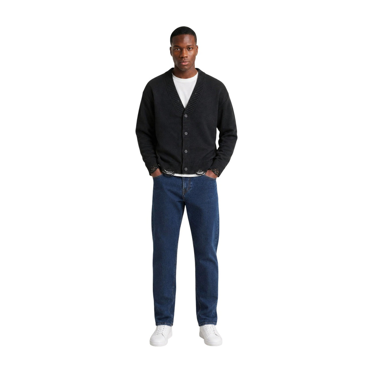 Only & Sons — Men’s black V-neck Tune cardigan — view 4
