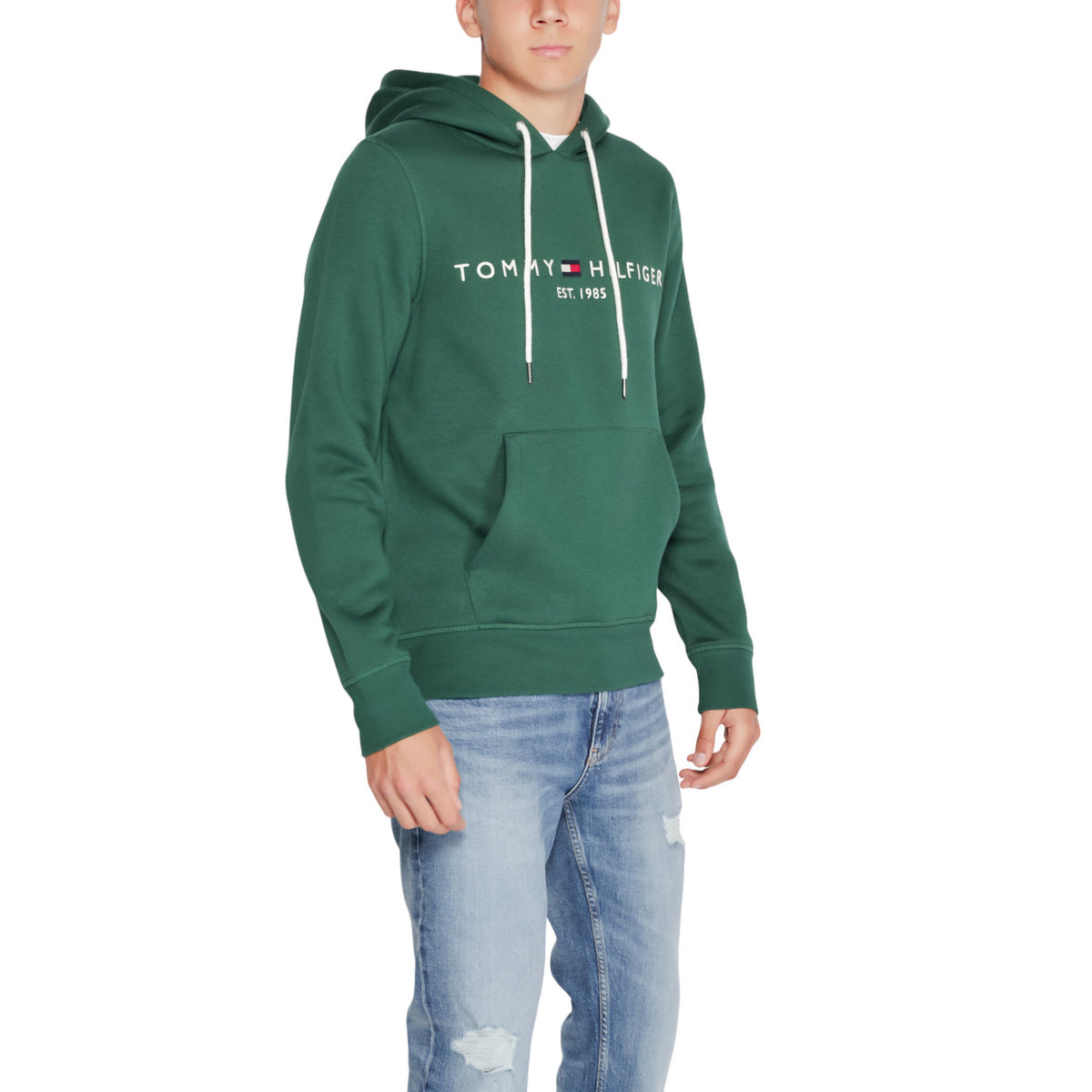 Tommy Hilfiger — Sweat à capuche MW0MW11599 vert homme — vue 5