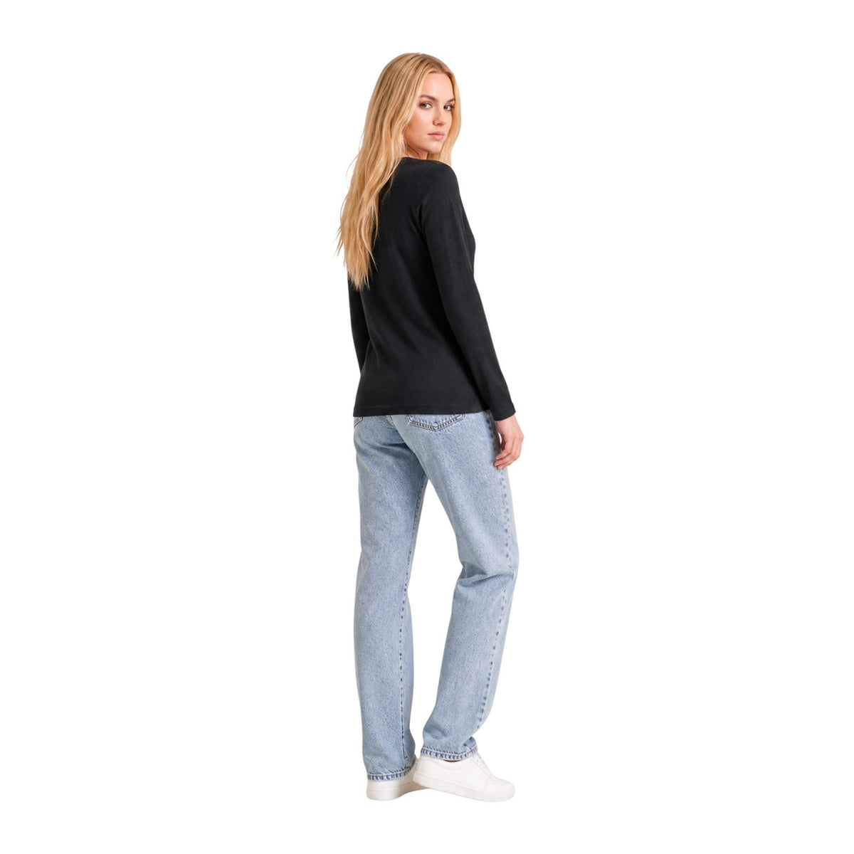 Armani Exchange — Zwart T-shirt met lange mouwen en print voor dames — afbeelding 5