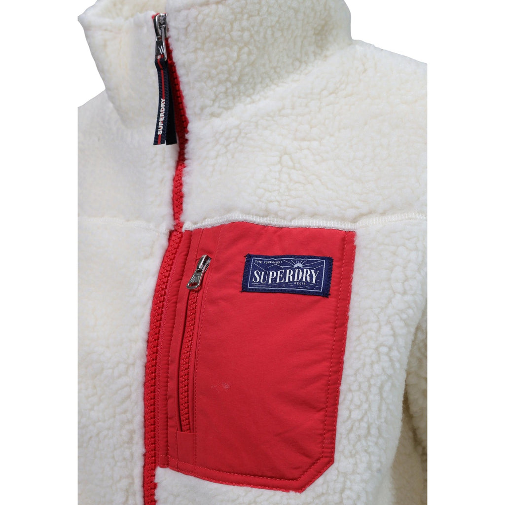 Superdry — Sweat HERITAGE ZIP THROUGH FLEECE blanc femme — vue 5