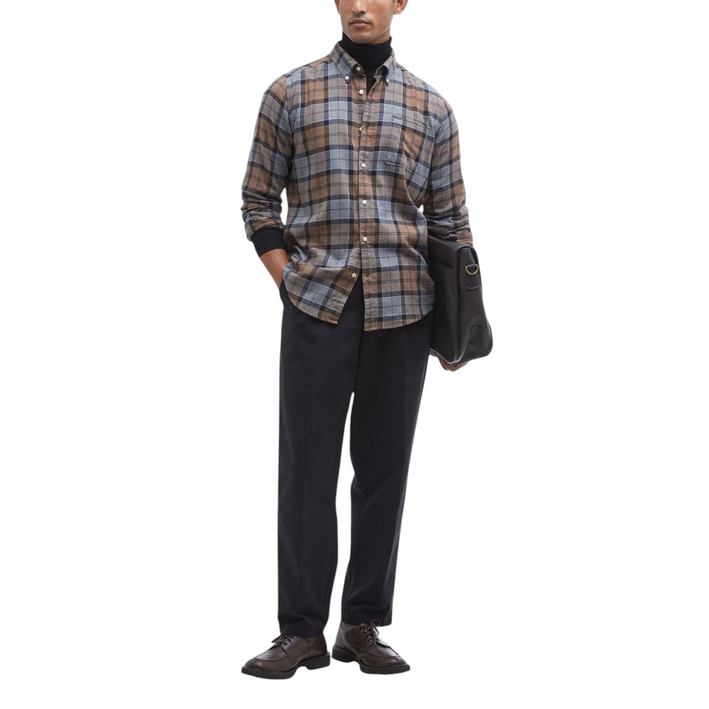 Barbour — Portdown Tailored men's beige check shirt — view 4
