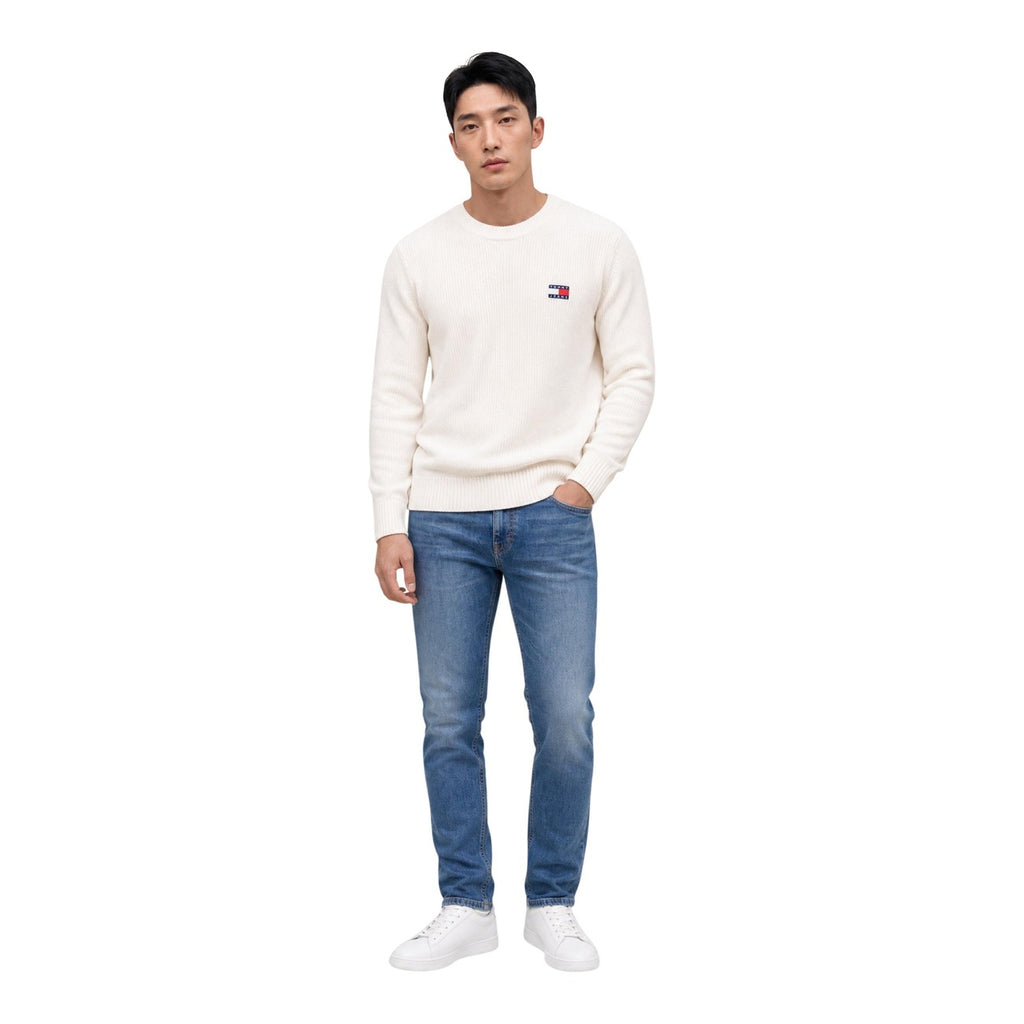 Tommy Jeans — Men’s white organic cotton sweater — view 5