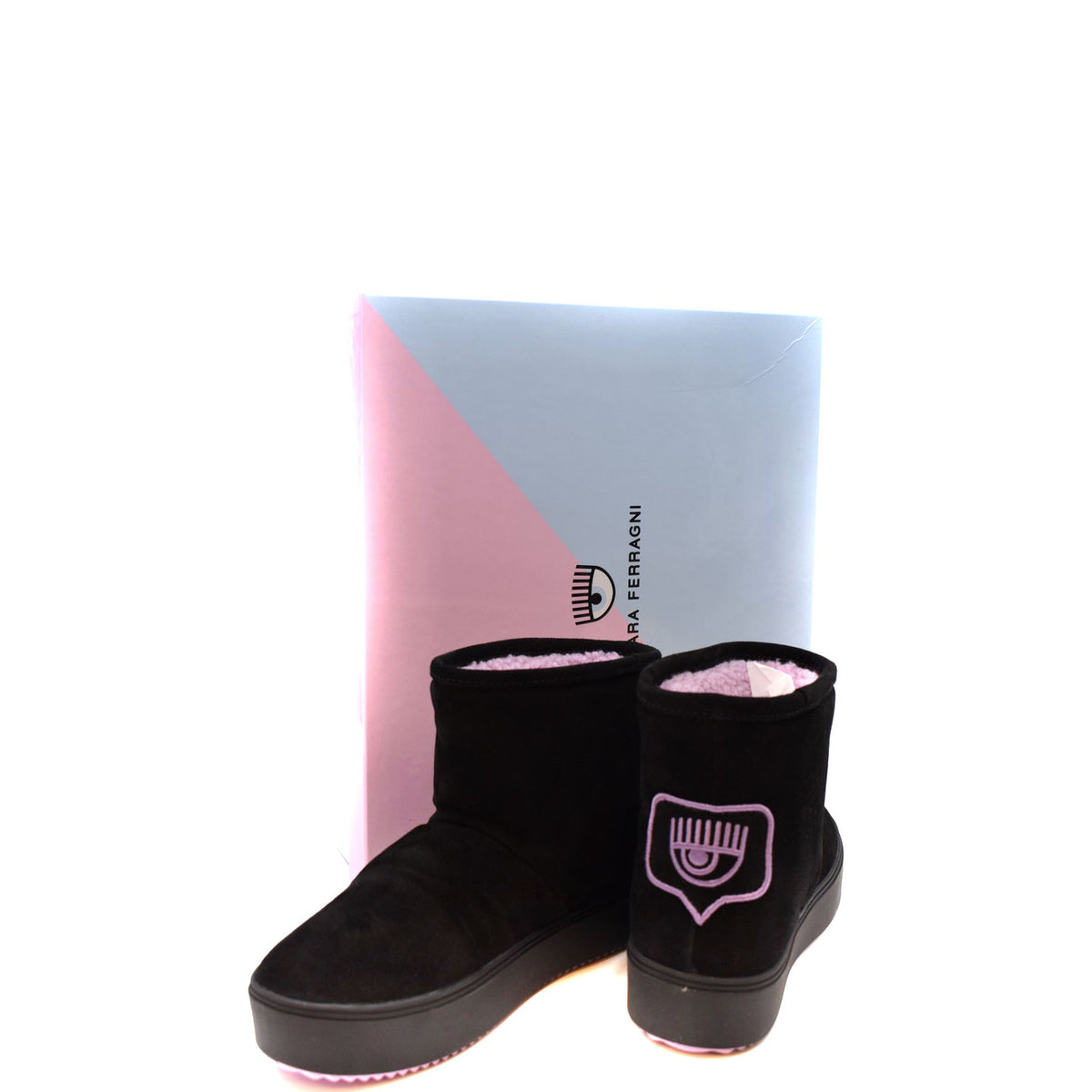 Chiara Ferragni — Women's black platform Eyelike ankle boots — view 5