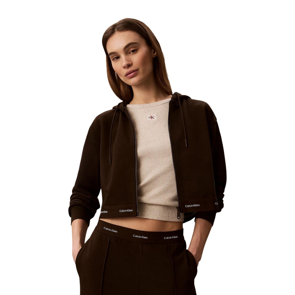 Calvin Klein Jeans – Damen-Kapuzenjacke mit Reißverschluss, braun — Ansicht 5