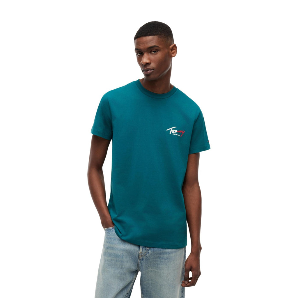 Tommy Jeans — Men’s green round-neck organic cotton T-shirt