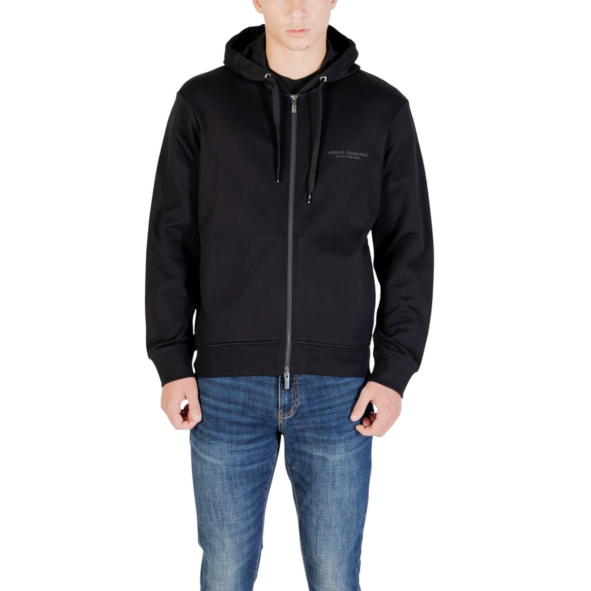 Armani Exchange — Sweat en coton noir homme