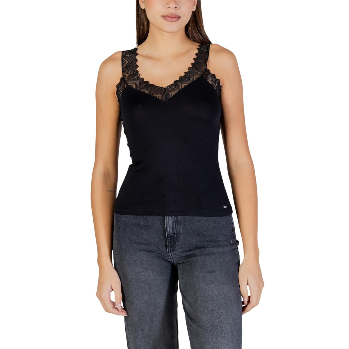 Morgan — Top col V DEBARDEUR noir femme — vue 3