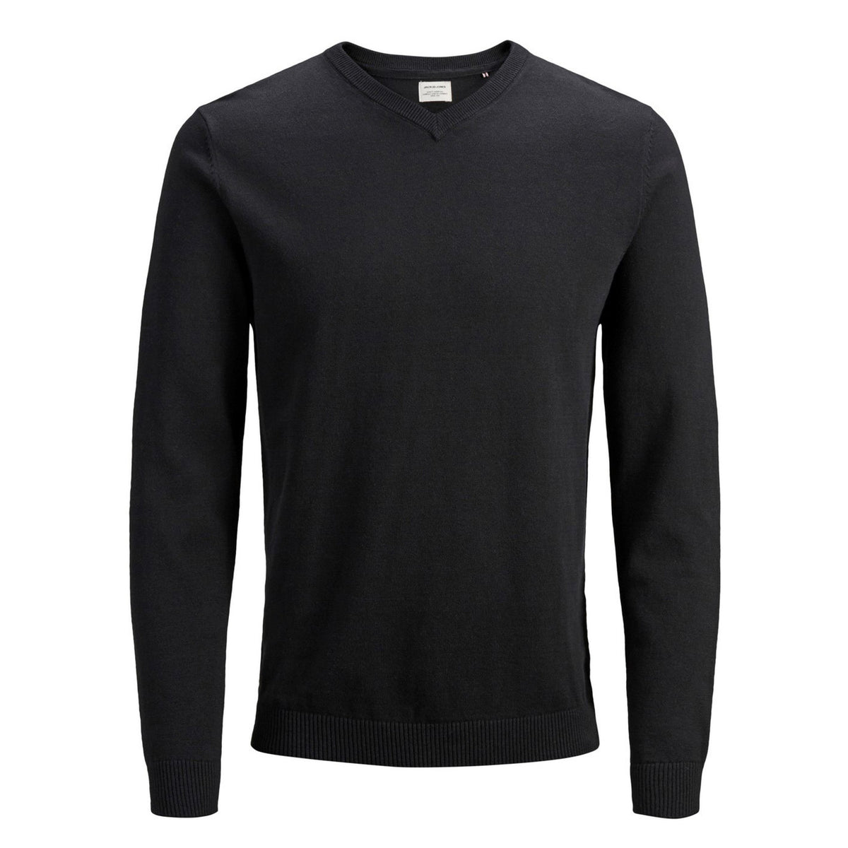 Jack & Jones — Pull col V en coton bio homme — Noir