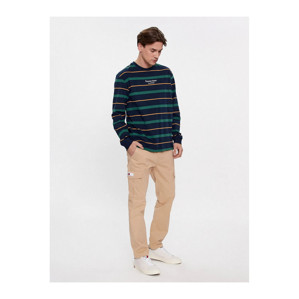 Tommy Jeans — Pantalon beige en coton stretch homme — vue 4