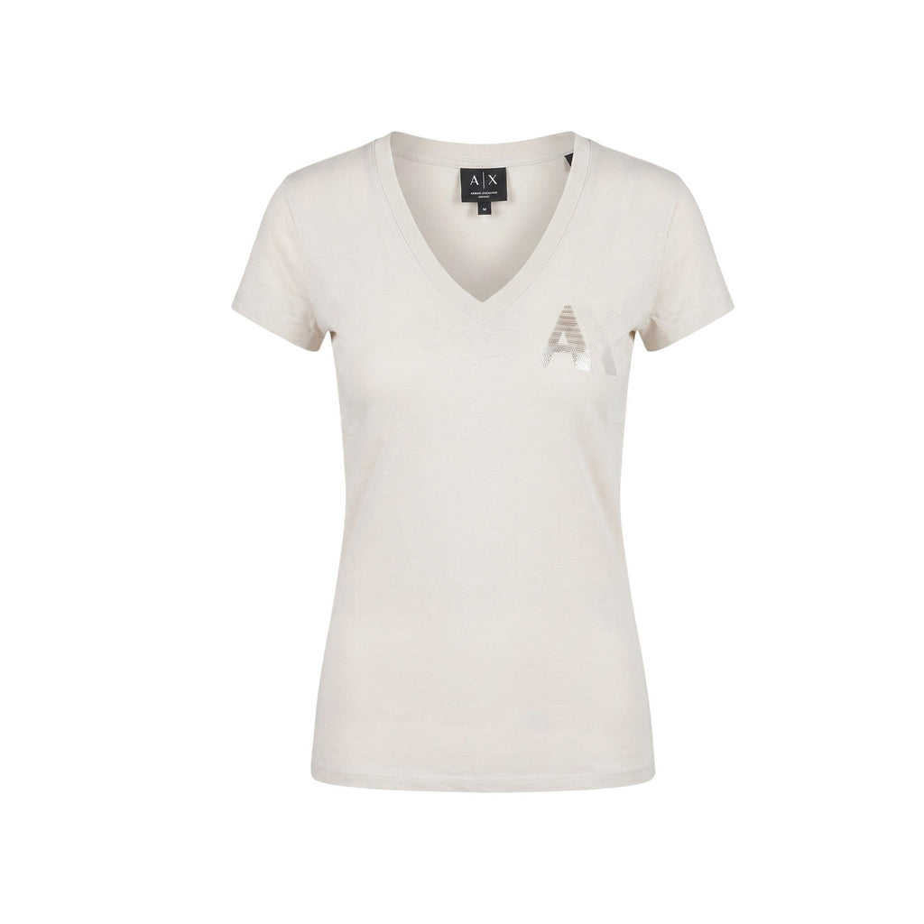 Armani Exchange — T-shirt en coton beige femme — vue 4