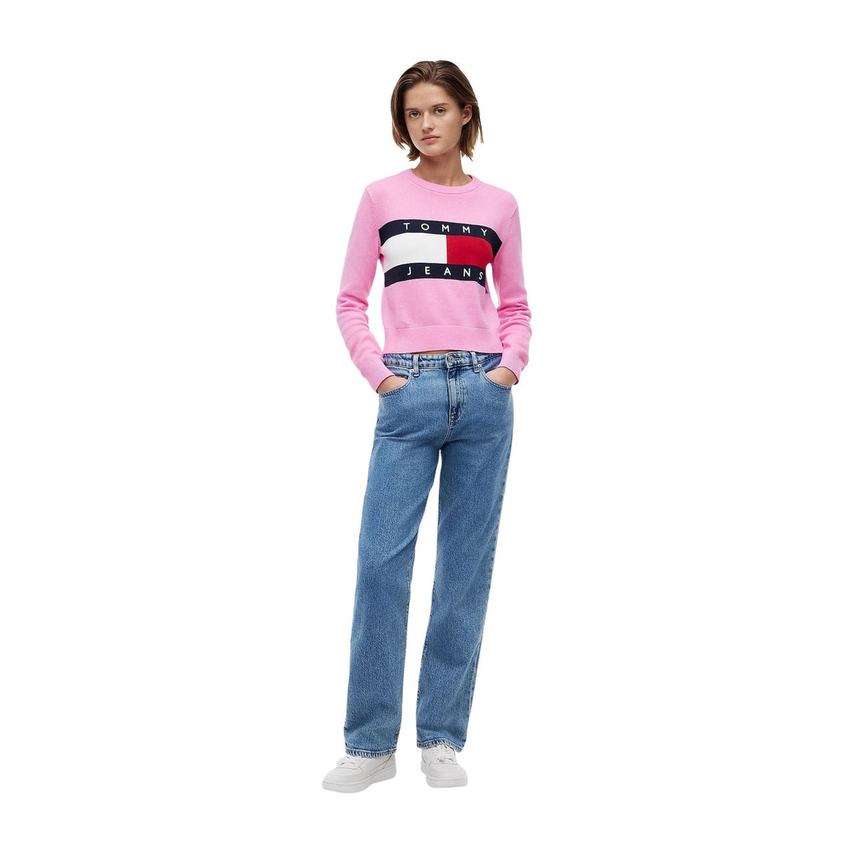 Tommy Jeans — Women’s pink organic cotton sweater — view 3