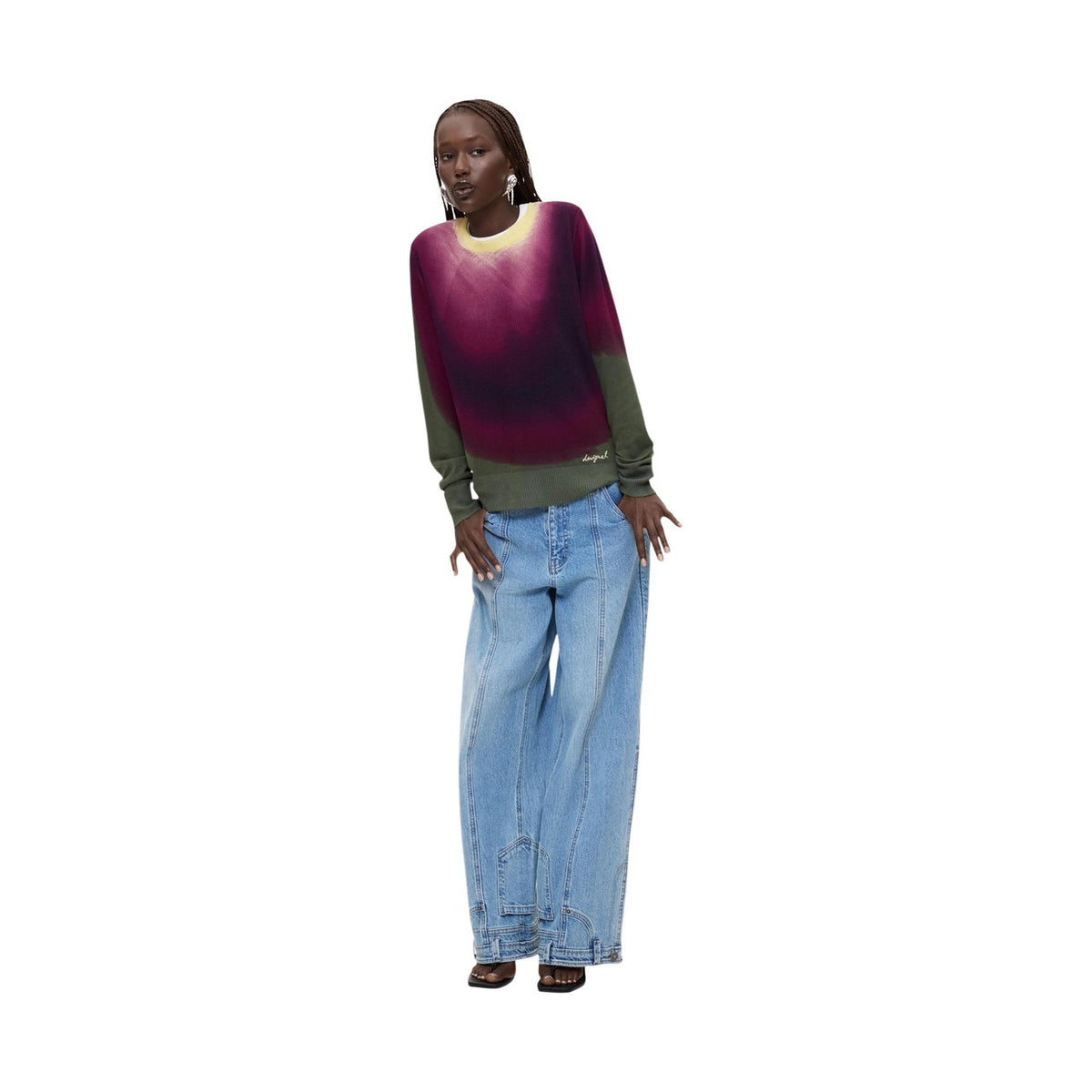 Desigual — Pull Veget imprimé violet femme — vue 2