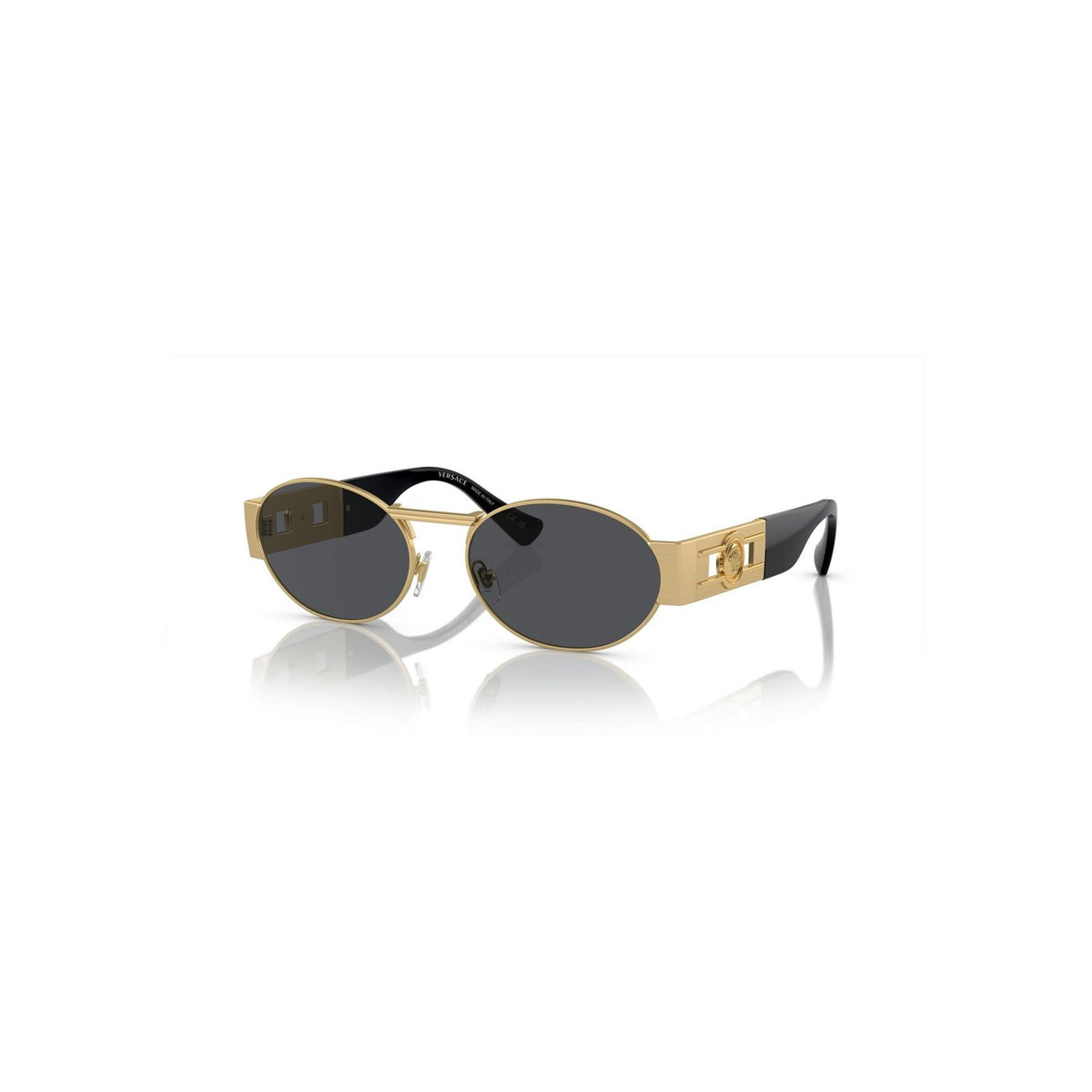 Versace — Lunettes de soleil rondes en métal doré homme — vue 2