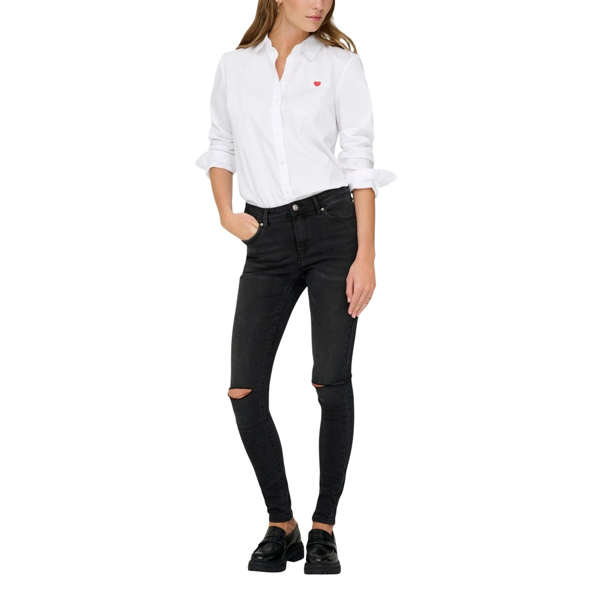 Jacqueline de Yong — Chemise Mio col V blanc femme — vue 3