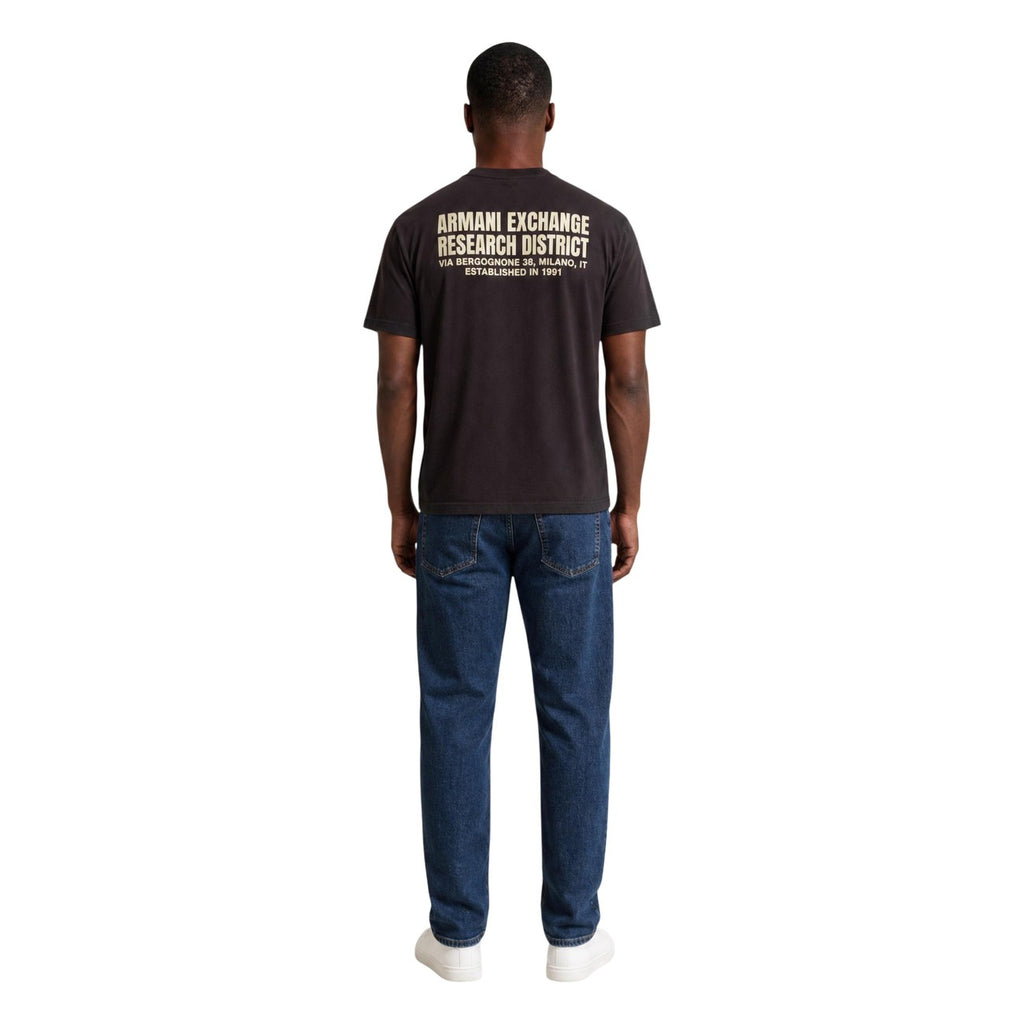 Armani Exchange — Bedrucktes Baumwoll-T-Shirt für Herren in Braun — Ansicht 3