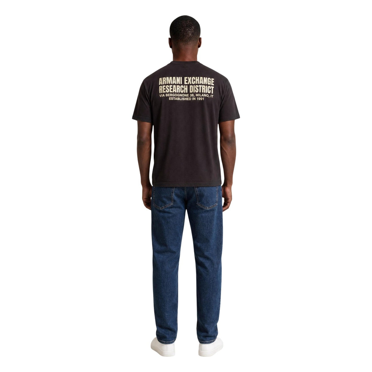Armani Exchange — Bedrucktes Baumwoll-T-Shirt für Herren in Braun — Ansicht 3