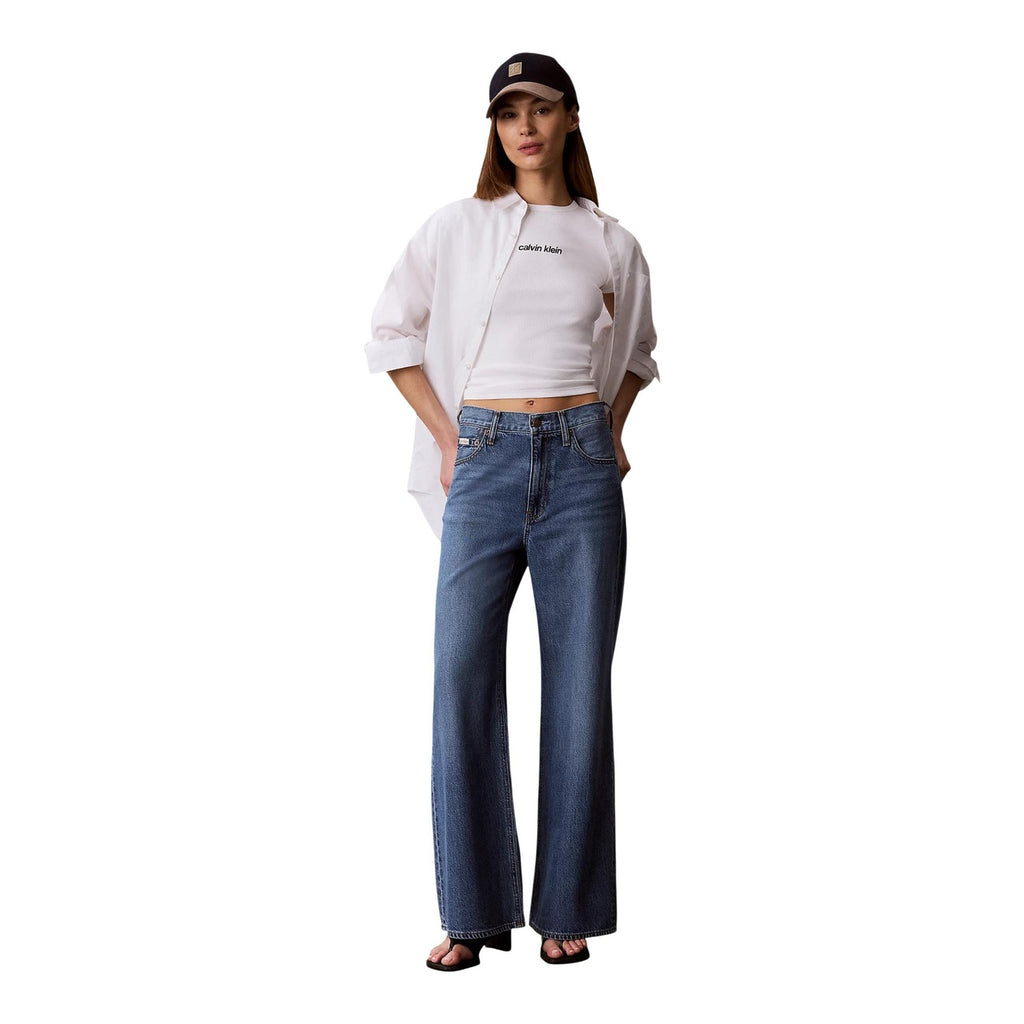 Calvin Klein Jeans — Women's white stretch 94% cotton T-shirt — view 4