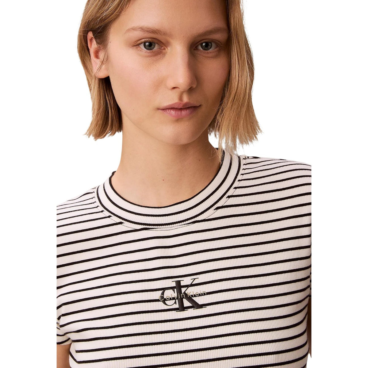 Calvin Klein Jeans — Top LV047F833G noir rayé stretch femme — vue 2