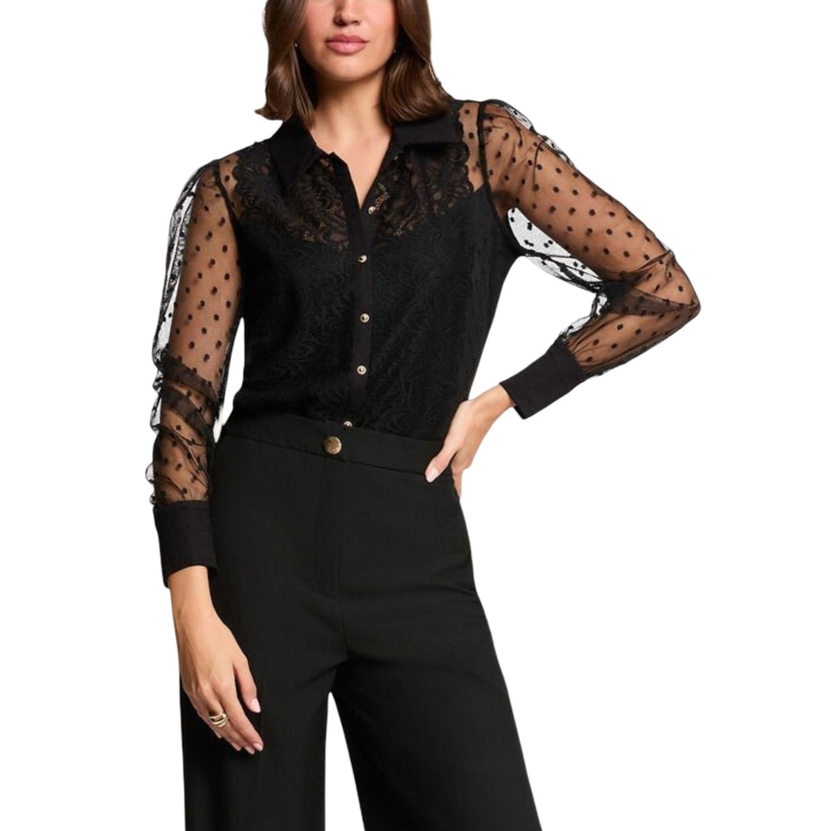 Morgan — blouse rond hals zwart voor dames