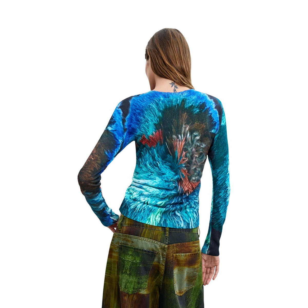 Desigual — Damen-Pullover Pompom Lacroix blau — Ansicht 4