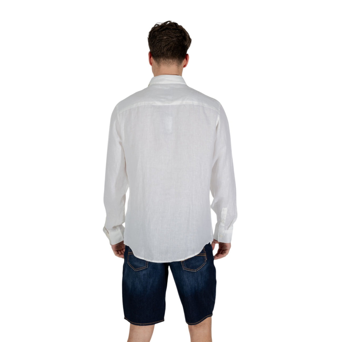 Armani Exchange — Chemise en lin XM001221 blanche homme — vue 4
