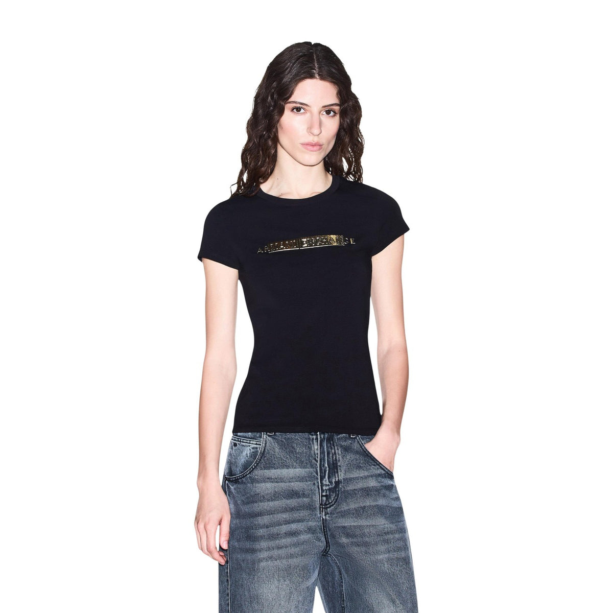 Armani Exchange — T-shirt imprimé stretch noir femme