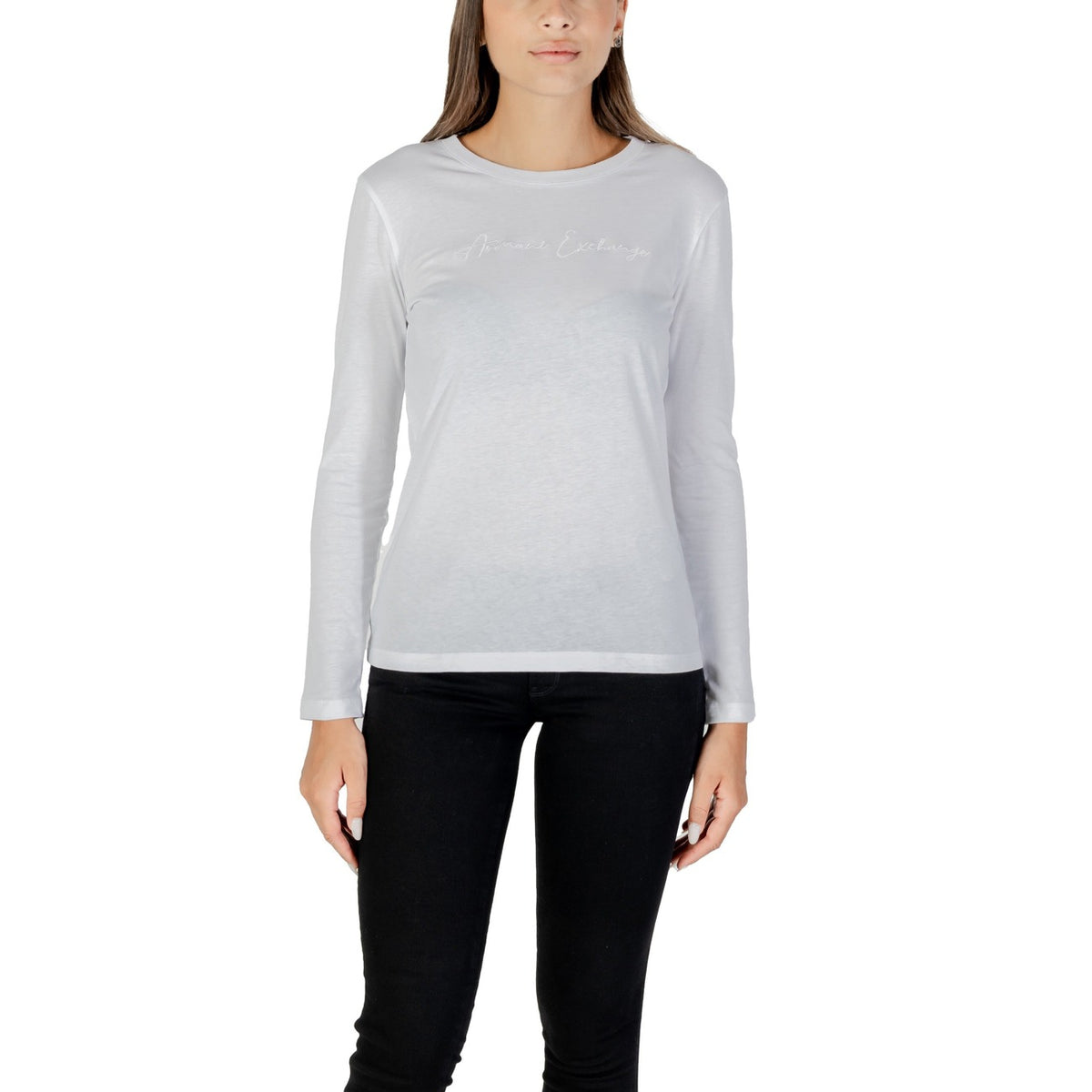 Armani Exchange — T-shirt blanc à manches longues femme
