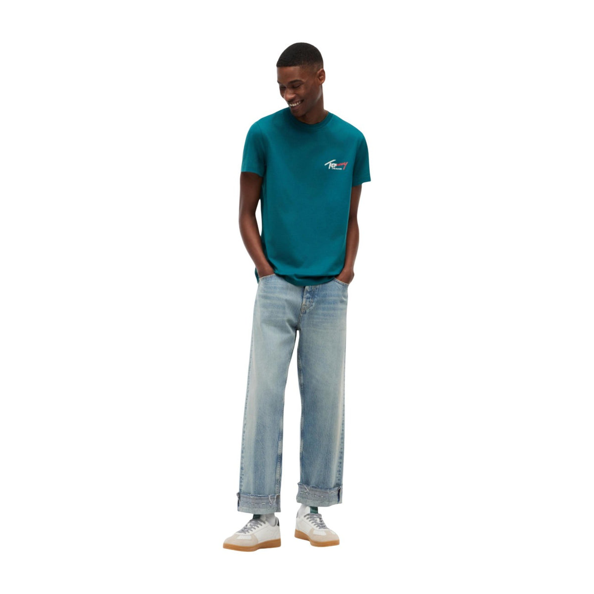 Tommy Jeans — Men’s green round-neck organic cotton T-shirt — view 4
