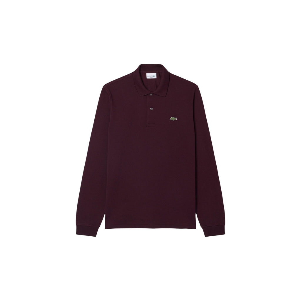 Lacoste — Men's long-sleeved burgundy L.12.12 polo shirt — view 4