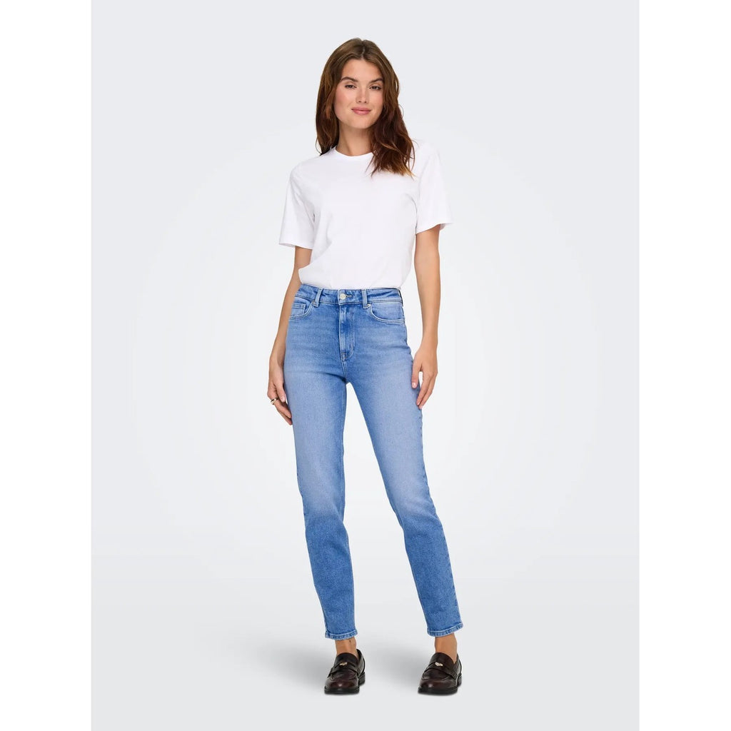 Only — ONLEMILY high-waist rechte jeans blauw dames — afbeelding 5