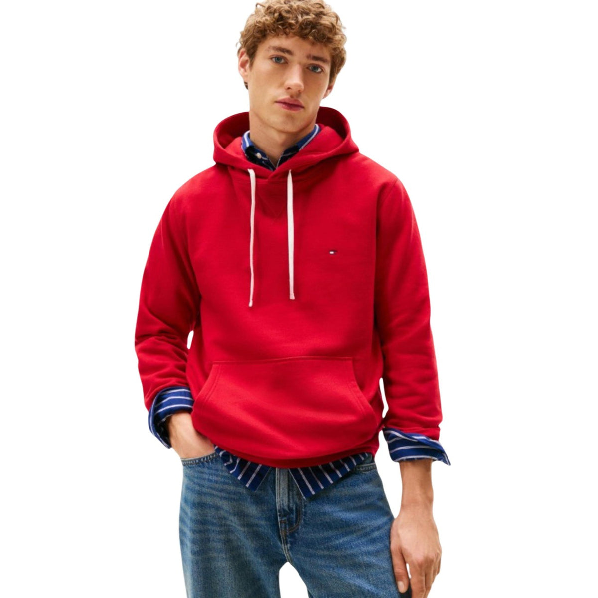 Tommy Hilfiger – Rotes Sweatshirt mit Rundhalsausschnitt für Herren