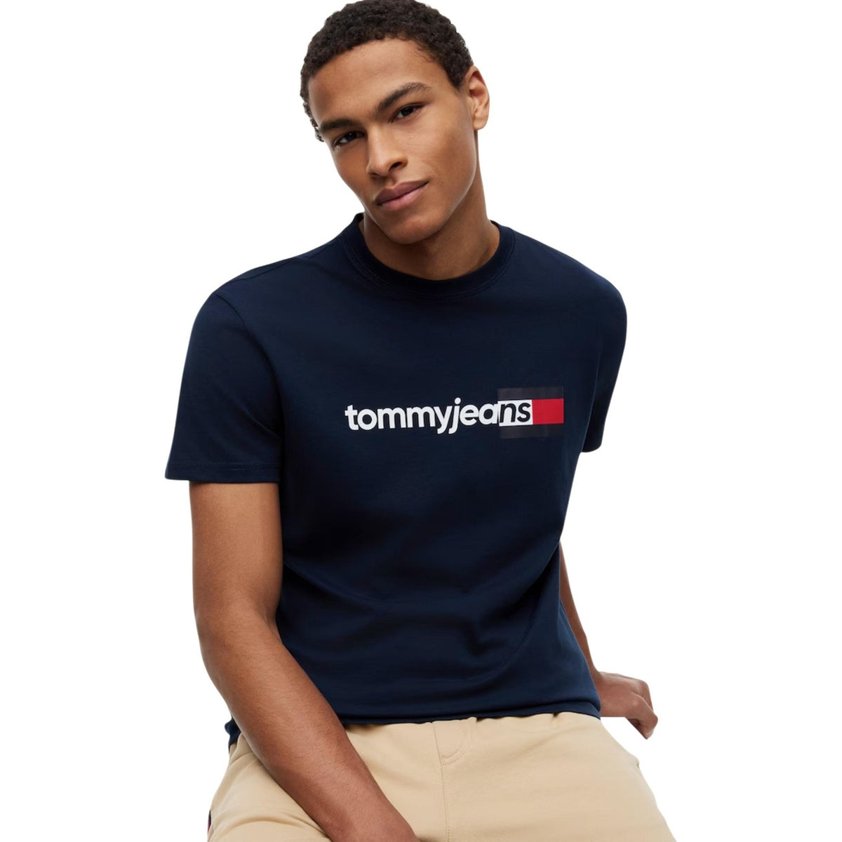 Tommy Jeans — T-shirt bleu en coton bio homme — vue 2