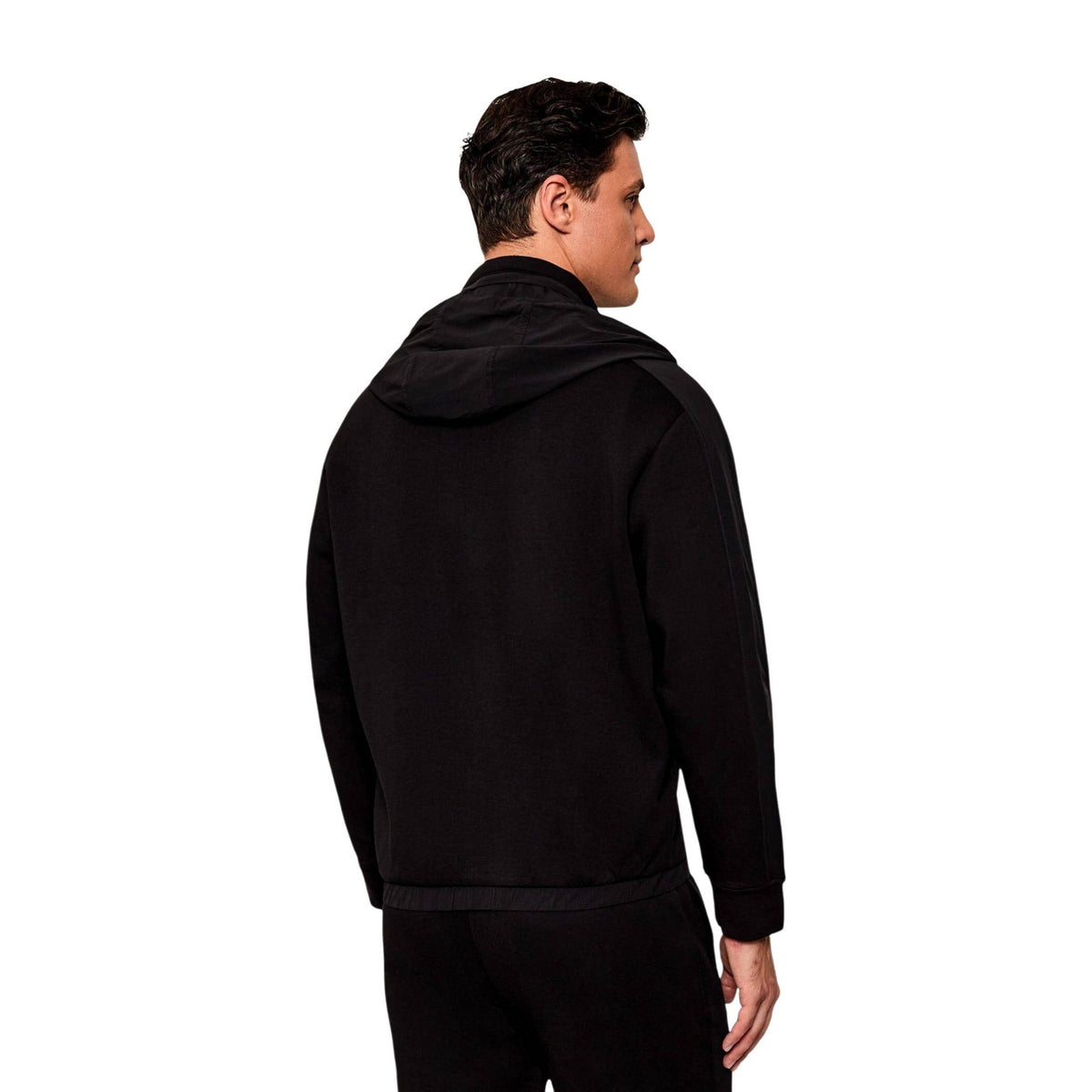 Armani Exchange — Zwarte hoodie met 3/4-mouwen voor heren — afbeelding 3