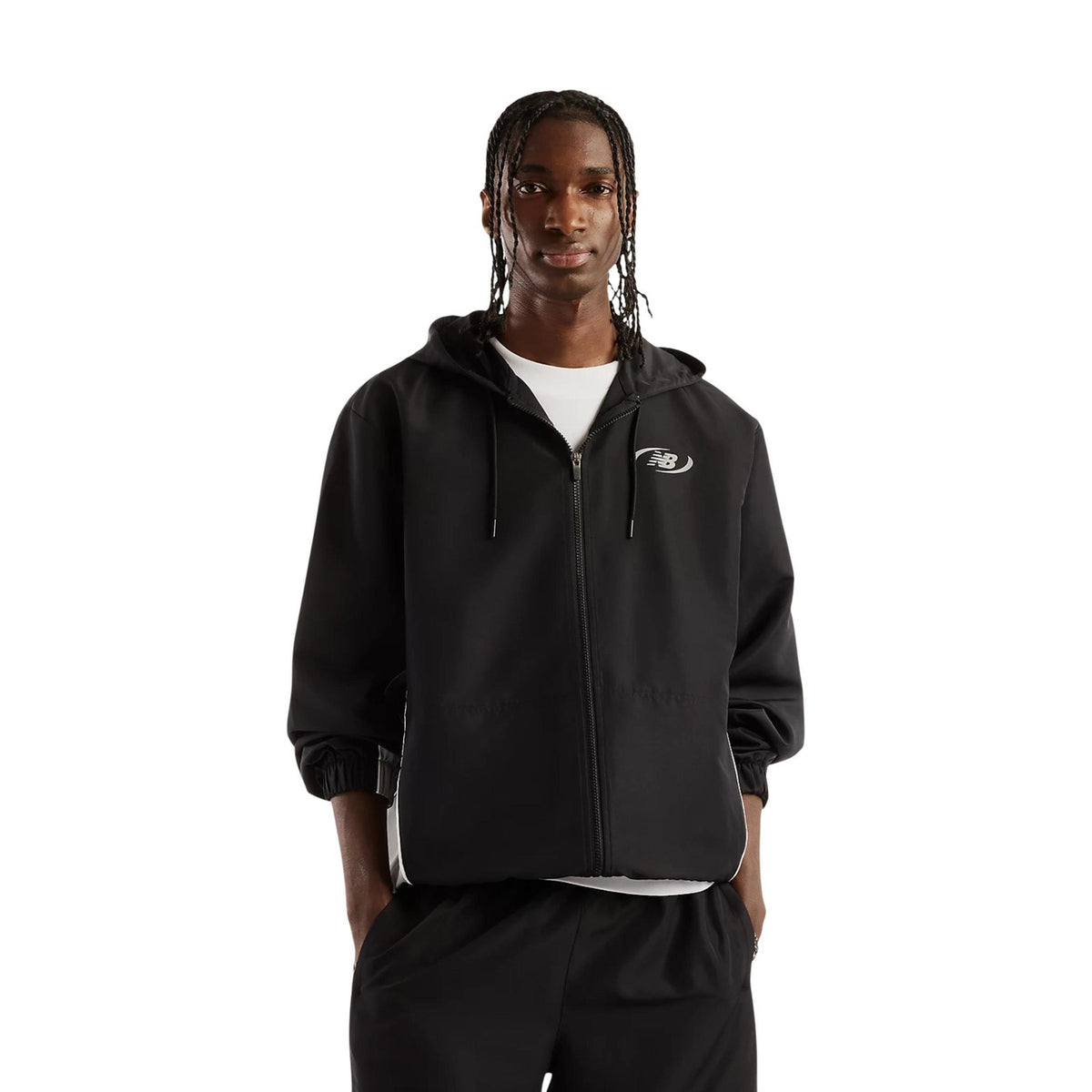 New Balance — Veste à capuche réf. MJ62Y8SJBK noir homme