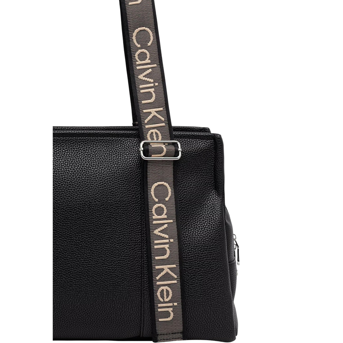 Calvin Klein — Sac noir réf. WEBBING ADJ STRAP TOTE femme — vue 3