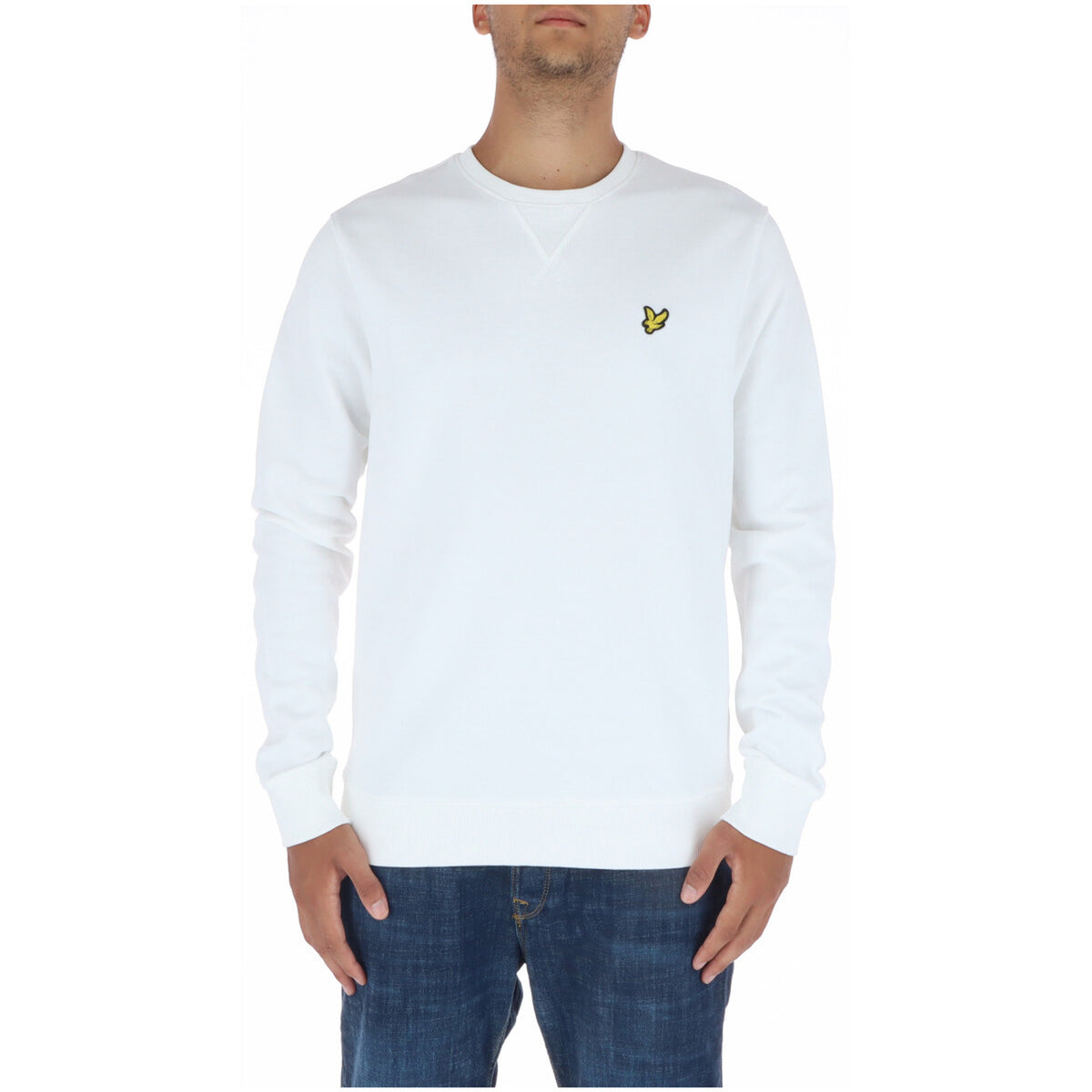 Lyle & Scott — Weißes Herren-Sweatshirt mit Rundhalsausschnitt