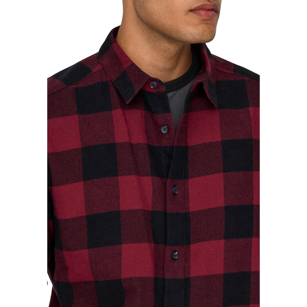 Only & Sons — Chemise col rond rouge homme — vue 3