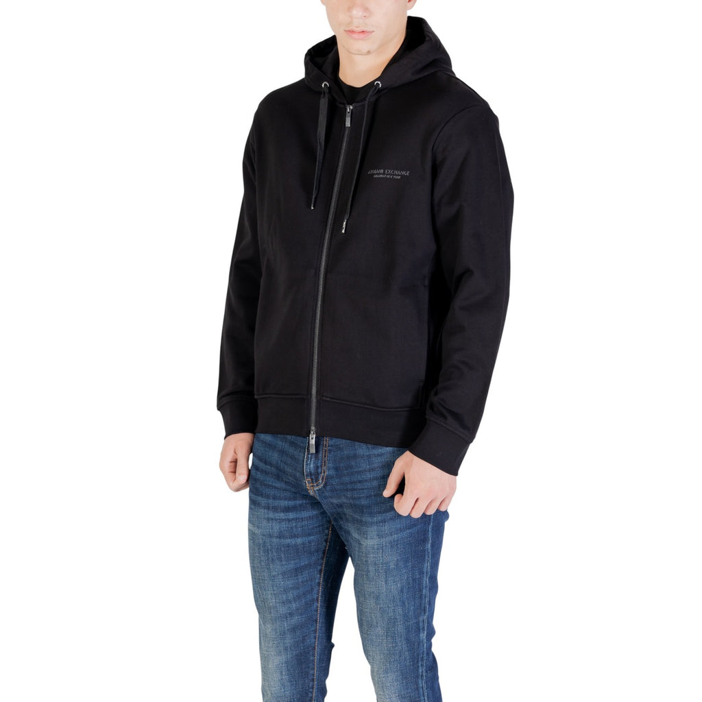 Armani Exchange — Sweat en coton noir homme — vue 3