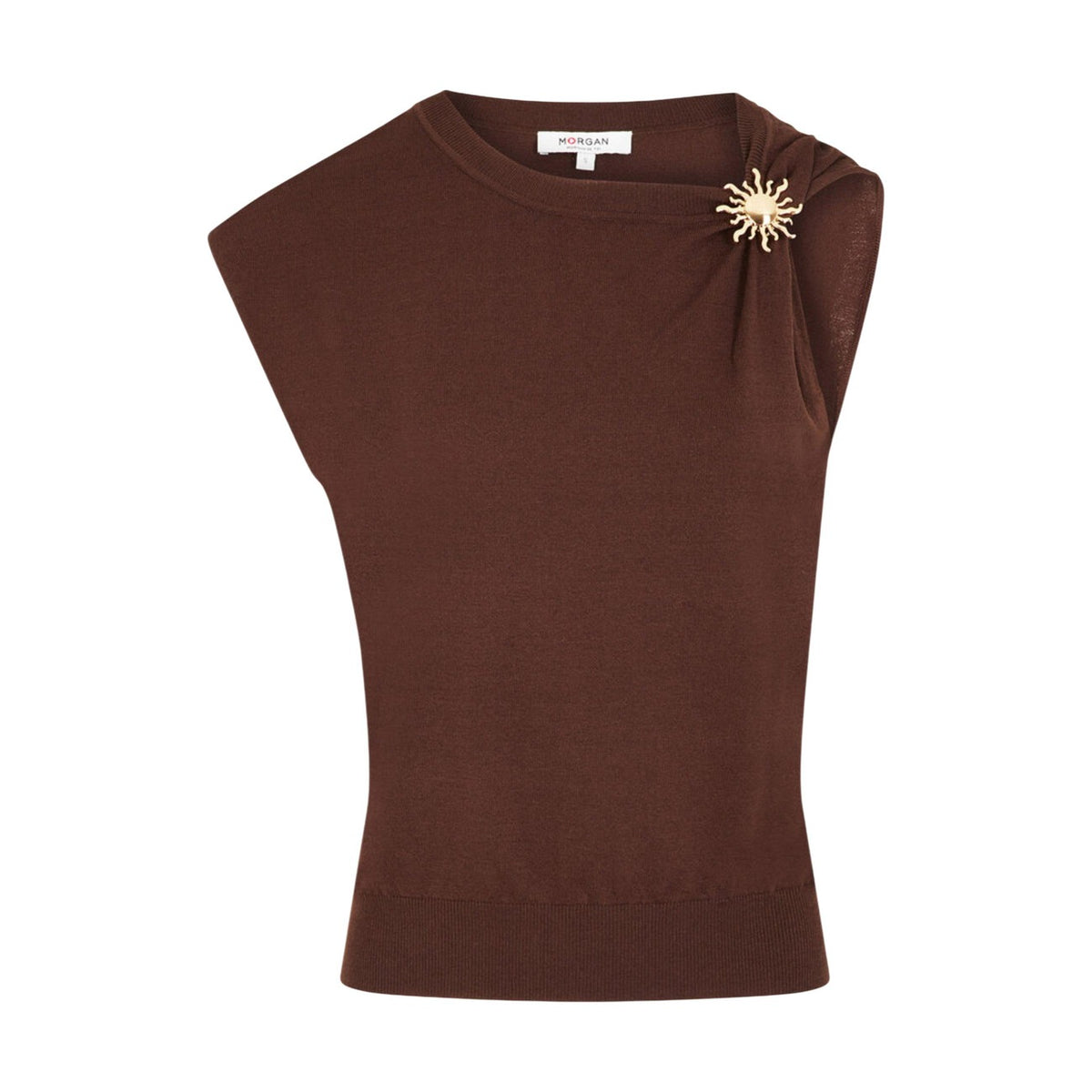 Morgan — Women’s brown round-neck sweater — view 3