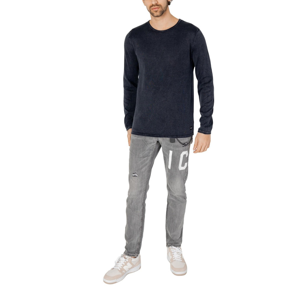 Jack & Jones — Marineblauer Strick-Herrenpullover mit Rundhals — Ansicht 3