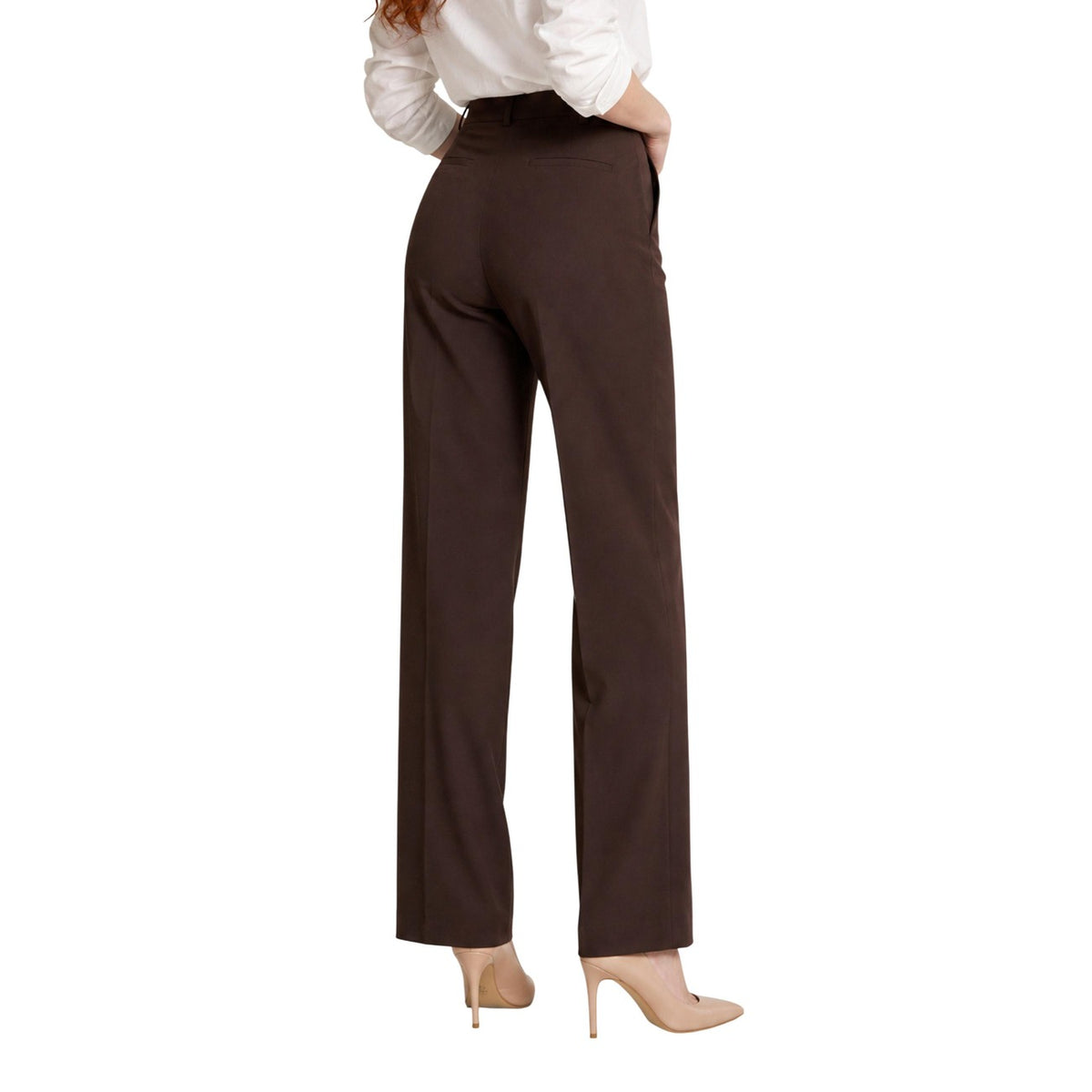 Morgan — Pantalon marron stretch femme — vue 4