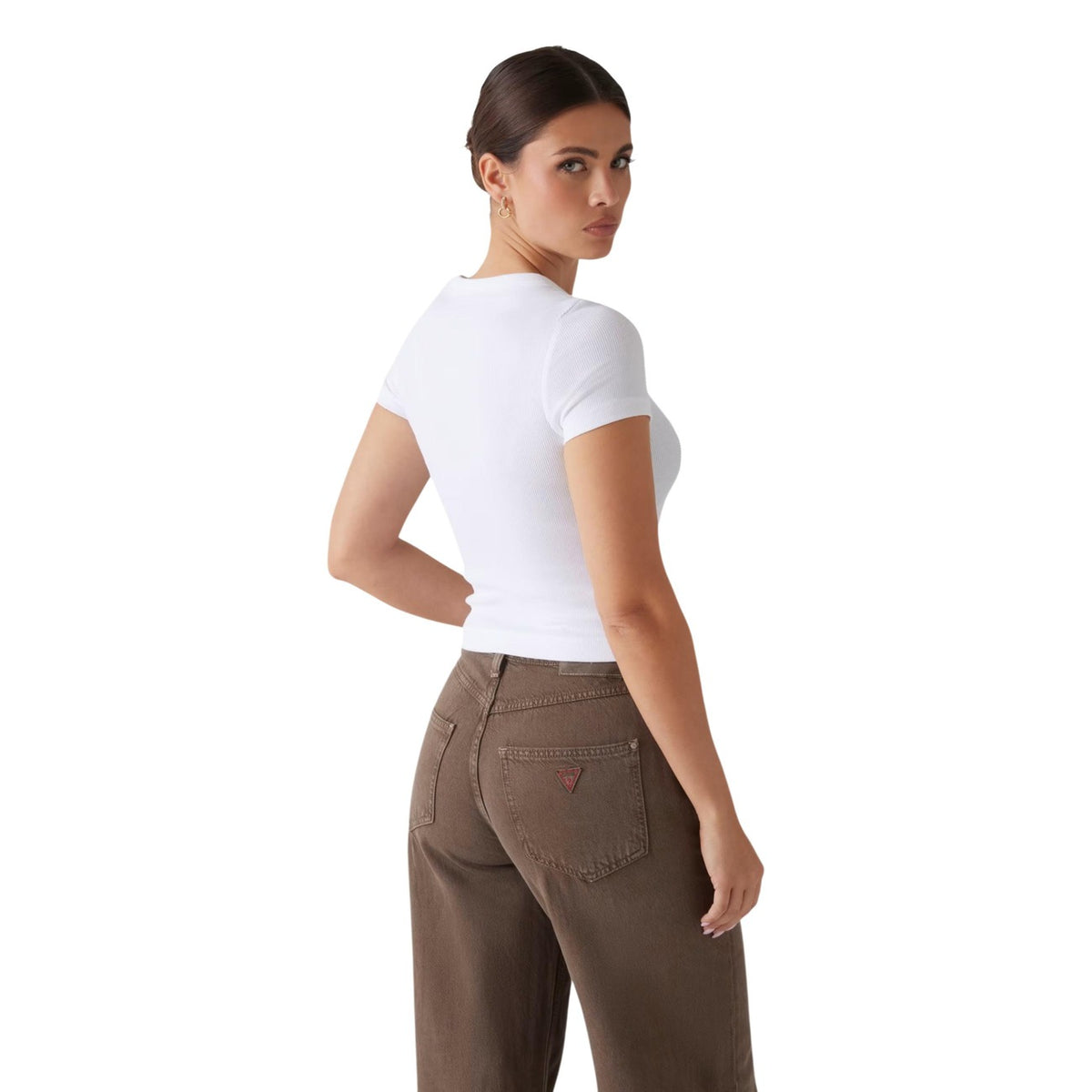 Guess — T-shirt Rib Logo Tee femme — vue 4