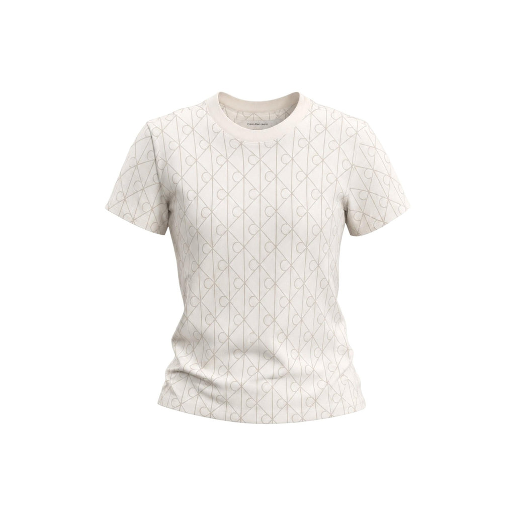 Calvin Klein Jeans – Weißes T-Shirt mit geometrischem Muster für Damen — Ansicht 2