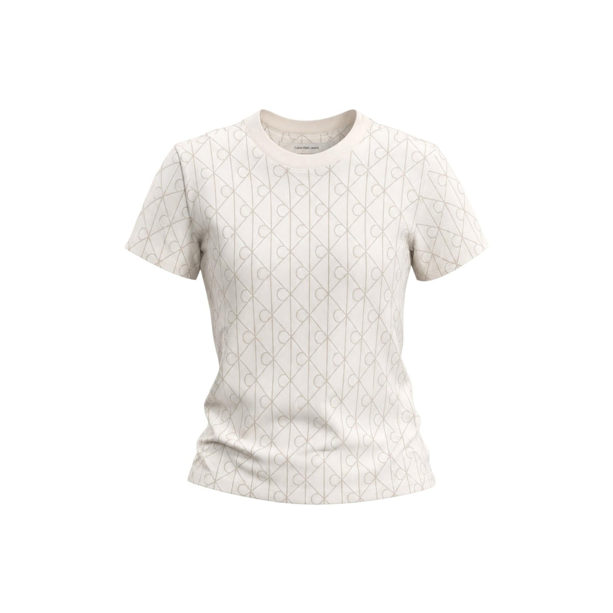 Calvin Klein Jeans – Weißes T-Shirt mit geometrischem Muster für Damen — Ansicht 2